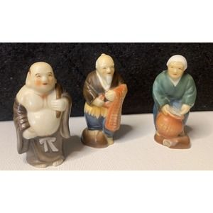 Vintage Oriental glazed Porcelain Chinese mudman figurines 2 1/2 inch